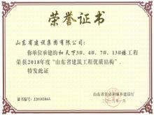 和天下3#、4#、7#、13#樓獲2018年度“山東省建筑工程優(yōu)質(zhì)結(jié)構(gòu)”